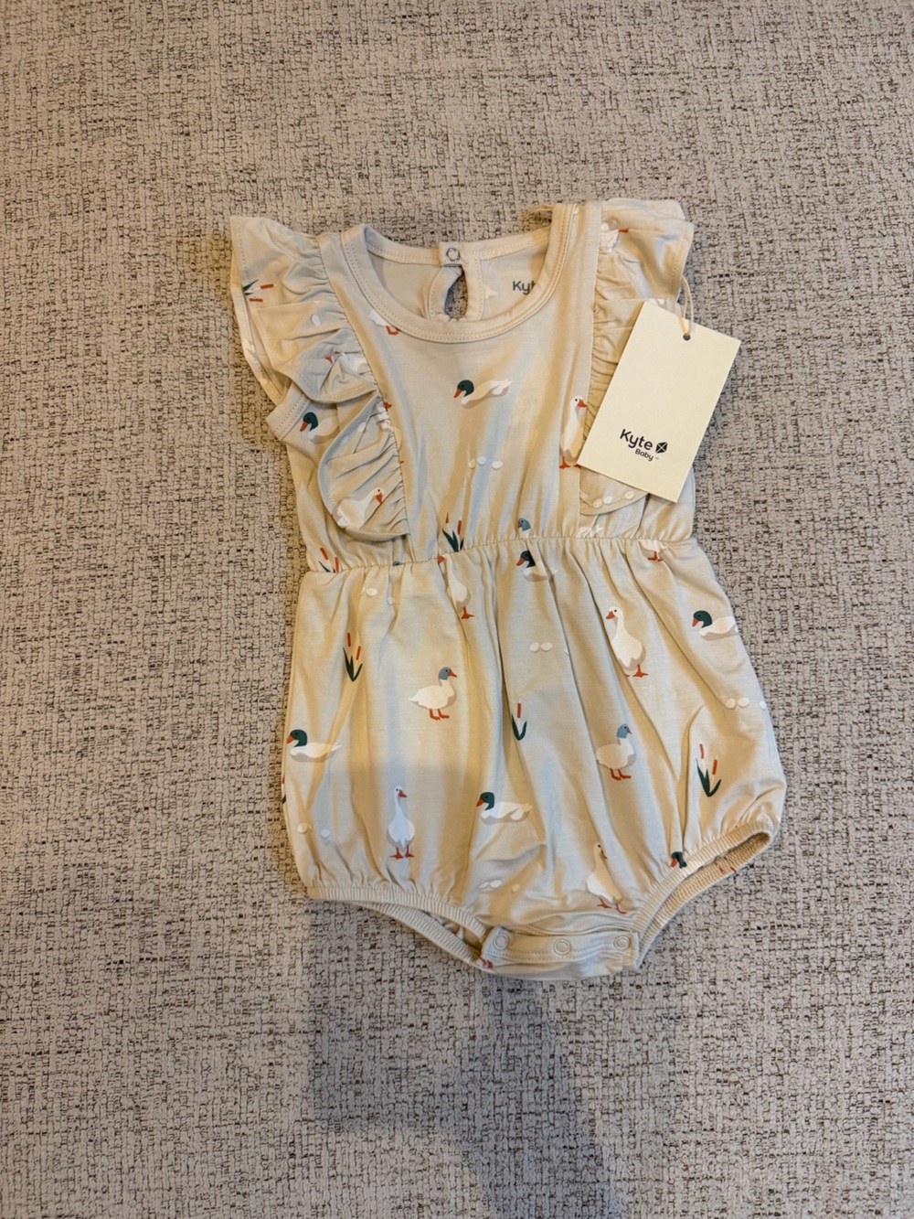 Kyte BABY Mallard Duck Print Ruffle Romper